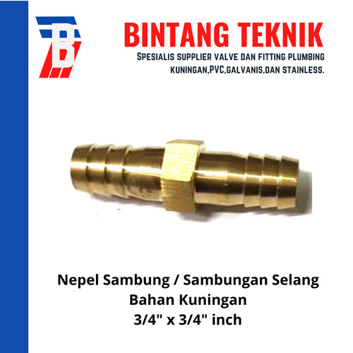 [EZR.2702094] Nepel Sambung / Sambungan Selang Kuningan 3/4" inch