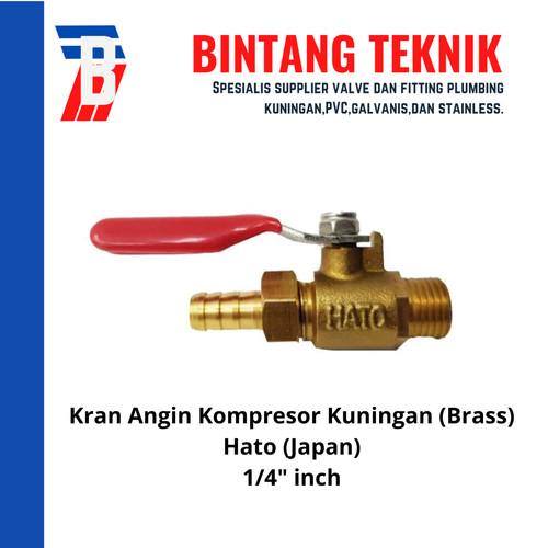 [EZR.2702103] Keran (Kran) Angin / Kompresor Kuningan Hato 1/4" inch