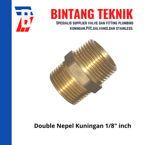 [EZR.2702205] Double Nepel (Nipple) Kuningan 1/8" inch