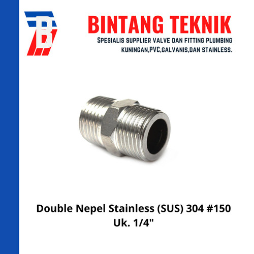 [EZR.2702224] Double Nepel (Nipple) 1/4" inch Stainless (SUS) 304 #150