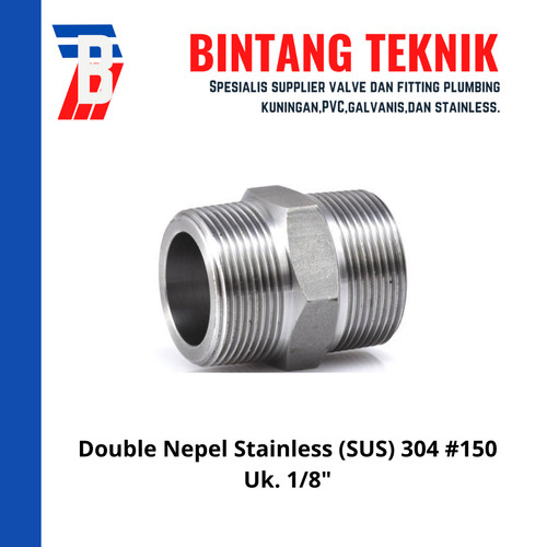 [EZR.2702231] Double Nepel (Nipple) 1/8" inch Stainless (SUS) 304 #150
