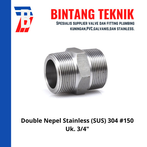 [EZR.2702247] Double Nepel (Nipple) 3/4" inch Stainless (SUS) 304 #150