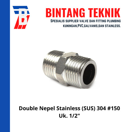 [EZR.2702248] Double Nepel (Nipple) 1/2" inch Stainless (SUS) 304 #150