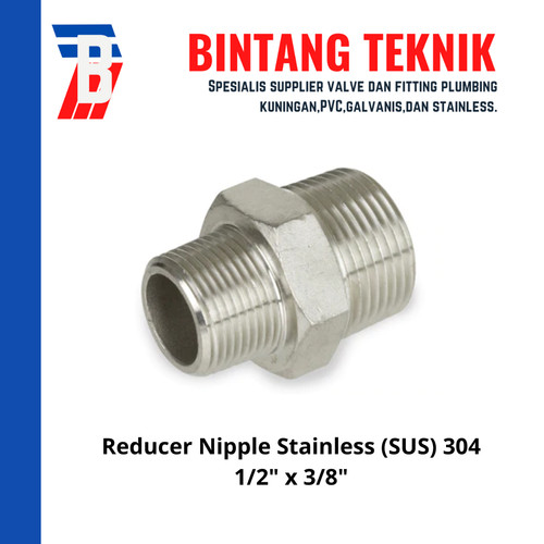 [EZR.2702256] Reducer Nipple SS 304 (uk. 3/8" x 1/2")