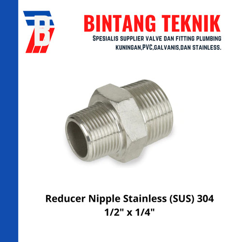 [EZR.2702265] Reducer Nipple Stainless Steel 304 Uk. 1/2"x1/4"