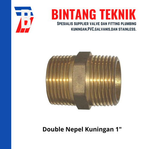 [EZR.2702274] Double Nepel (Nipple) kuningan ukuran 1 inch