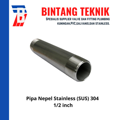 [EZR.2702281] Pipa Nipple Stainless Steel 304 ukuran 1/2 inch