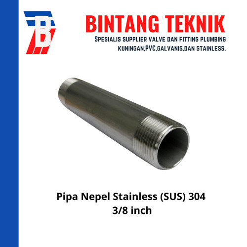 [EZR.2702282] Pipa Nipple Stainless Steel 304 ukuran 3/8 inch