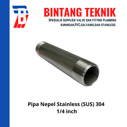 [EZR.2702283] Pipa Nipple Stainless Steel 304 ukuran 1/4 inch
