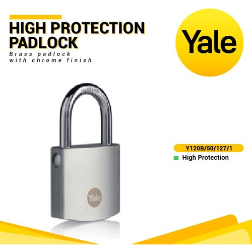 Yale Gembok Y120B-50-127-1 High Protection Padlock Solid Brass Silver
