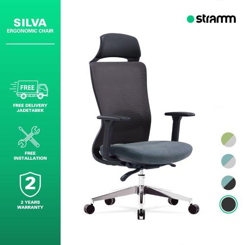 [EZR.3100049] Kursi Kantor Ergonomis Stramm Silva I with Aluminium Footbase