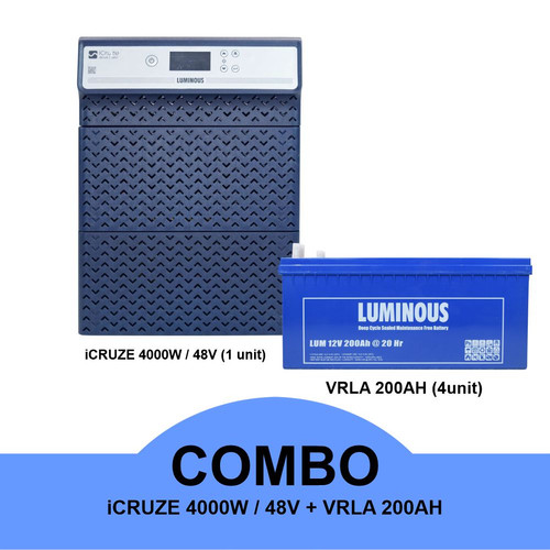 [EZR.3000012] combo LUMINOUS INVERTER UPS iCRUZE 4000W / 48V (1 unit) + baterai 200AH (4 unit)