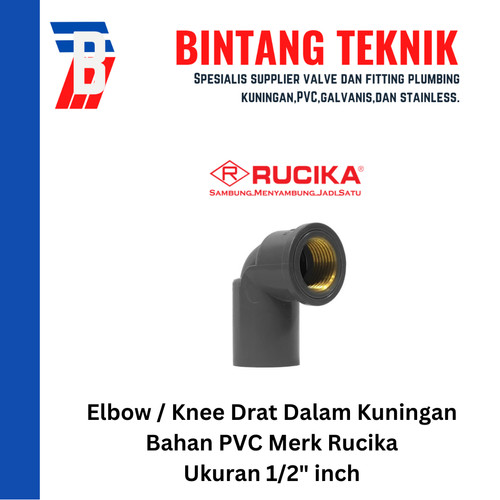 [EZR.2700039] Elbow / Knee Drat Dalam  Kuningan 1/2" inch PVC Rucika