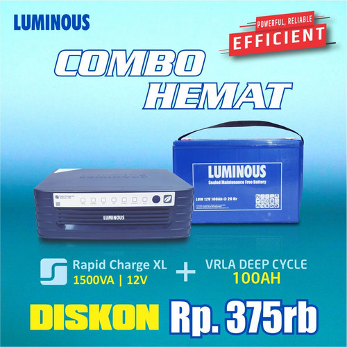 [EZR.3000021] LUMINOUS paket Inverter Rapid Charge XL 1500VA 12V + baterai 100ah