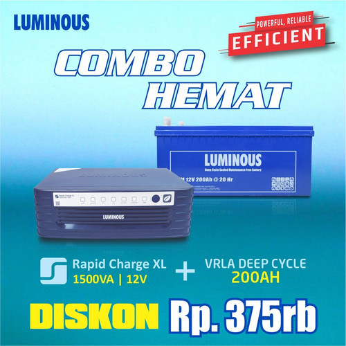 [EZR.3000039] LUMINOUS paket Inverter Rapid Charge XL 1500VA 12V + baterai 200ah