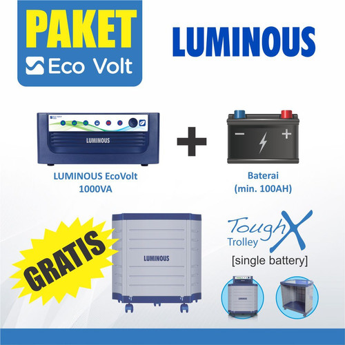[EZR.3000034] PROMO COMBO PAKET 1100VA ECO VOLT + BATERAI 200AH TUBULAR LUMINOUS