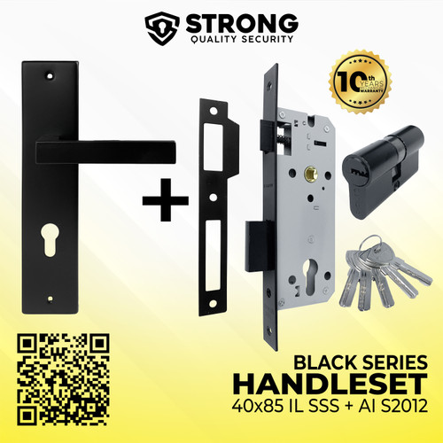 Handle pintu set kunci / Handle set lengkap STRONG LHP AI S2012 BLACK