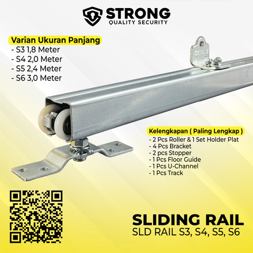 Rel Pintu Geser Sliding rail STRONG Galvanis 1 Set Komplit