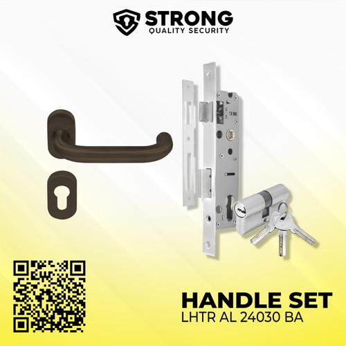 Handle pintu aluminium 1 Set Lengkap Strong oval 24030 BA