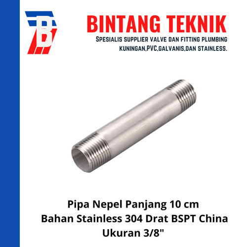[EZR.2700140] Pipa Nepel (Nipple) 10 cm 3/8" inch Stainless 304