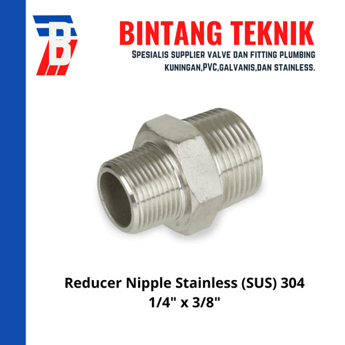 [EZR.2700287] Double Nepel / Reducer Nepel (Nipple) 3/8" x 1/4" Stainless 304 #150