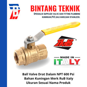 [EZR.2700304] Ball Valve 2" inch Kuningan Drat NPT Rub Italy 600 Psi