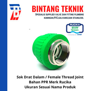 [EZR.2700489] Sok Drat Dalam PPR Pipa 1 1/2" inch (50 mm) x Drat 1 1/2" inch Rucika