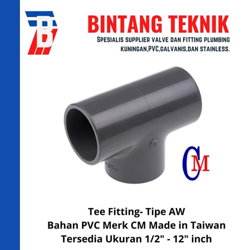 [EZR.2700461] Tee 1 1/2" inch PVC AW Merk CM Taiwan