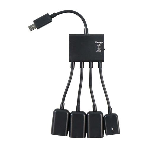 [EZO.1000249] OTG Multifungsi Reader 4 in 1 Kabel Data Charger 3 Port Hitam Multi