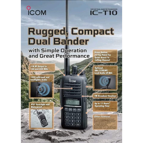 [EZO.1000255] Icom IC-T10 HT Dual Band IP67 Handheld Radio ICT10 136-174 400-479