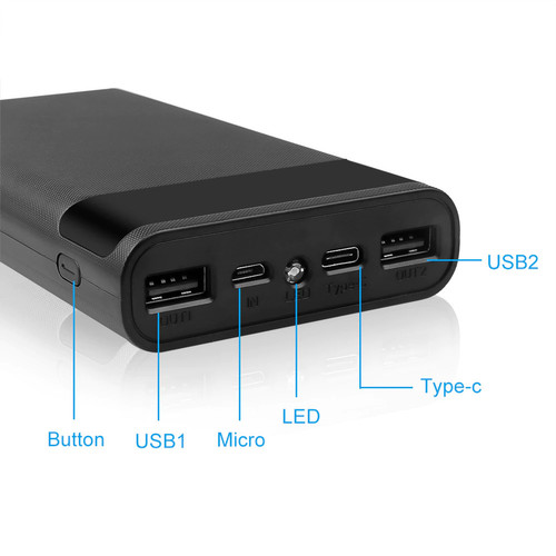 [EZO.1000299] Kotak Baterai Powerbank USB Type C 4 Slot 18650 Battery Case 2 Port