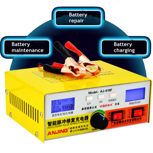 [EZO.1000342] AJ-618F Charger Aki Mobil Motor 260W 12V 24V 400AH LCD Cajer Accu Cas