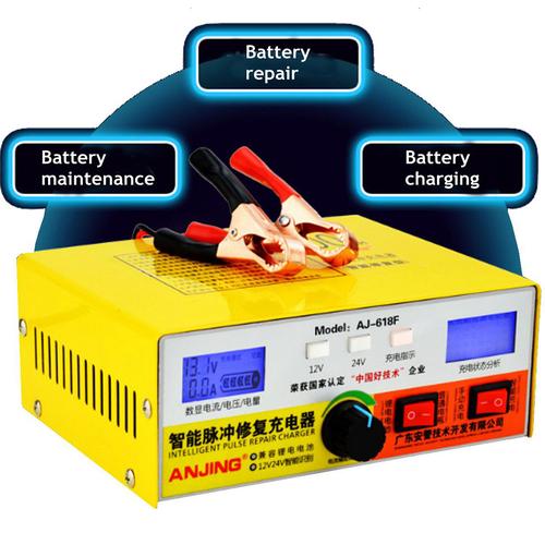 [EZO.1000342] AJ-618F Charger Aki Mobil Motor 260W 12V 24V 400AH LCD Cajer Accu Cas
