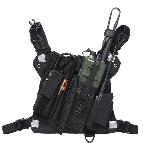 [EZO.1000354] RHT5 Rompi HT Vest Walkie Talkie Bag Tas Radio Case Hitam Hitam