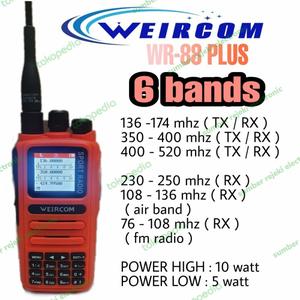 [EZO.1000495] Weircom WR-88 Plus 10W 6 Band IP68 Orange Ori Jingga WR88 WR88 Plus