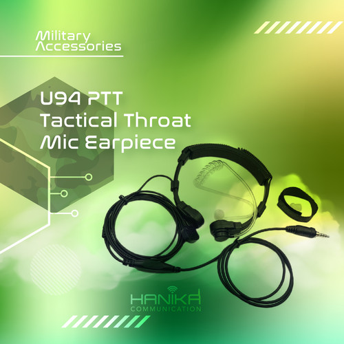 [EZO.1000569] U94 PTT Tactical Throat Mic Earpiece Leher HT Cina Military Baofeng