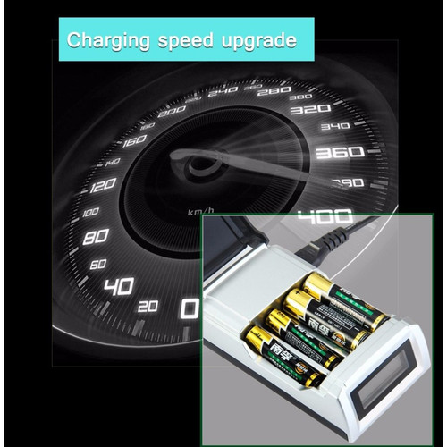 [EZO.1000621] W90 Smart Fast Charger 4 Slot LCD Baterai AA AAA NiMh NiCD Battery Cas
