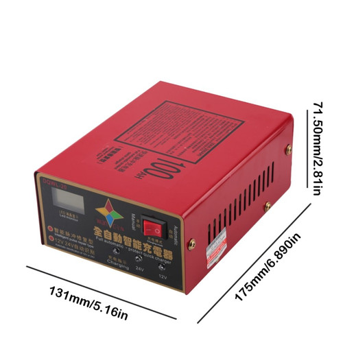 [EZO.1000635] WRL20 Charger Aki 12V 24V 200AH Mobil Motor Auto Protect Lead Acid LCD