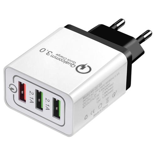 [EZO.1000684] Adaptor Charger USB 3 Port Qualcomm QC 2.4A Adapter Cajer Kepala QAC