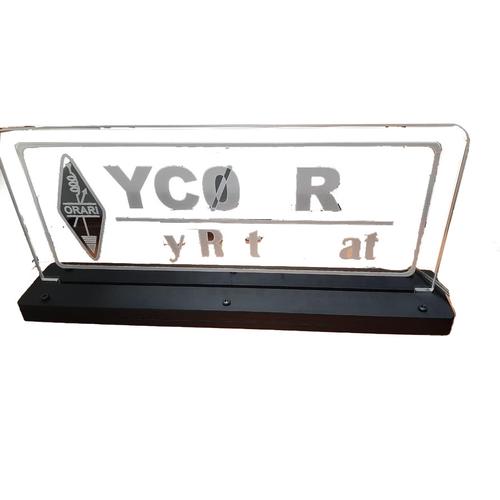 [EZO.1000690] Papan Callsign LED Grafir Akrilik 10x25cm Custm Warna Orari Rapi Radio