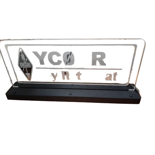 [EZO.1000690] Papan Callsign LED Grafir Akrilik 10x25cm Custm Warna Orari Rapi Radio