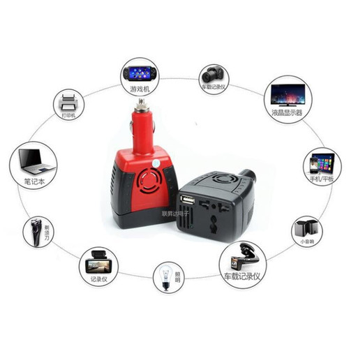[EZO.1000692] Charger Lighter Mobil USB 150W 220V AC EU Plug 5V Power Car Inverter