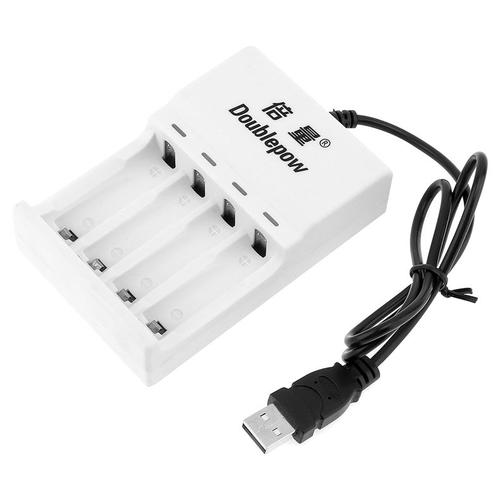 [EZO.1000748] Doublepow Charger USB 4 Slot Baterai AA AAA Charging Cajer Battery EPC