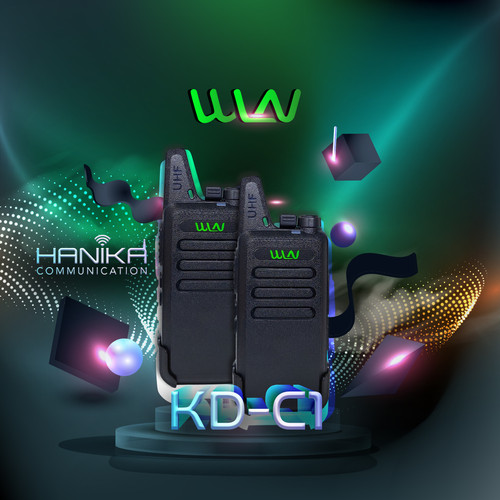 [EZO.1001148] Sepasang WLN KD-C1 HT UHF Hitam Ori Baru Garansi Handie Talkie KDC1
