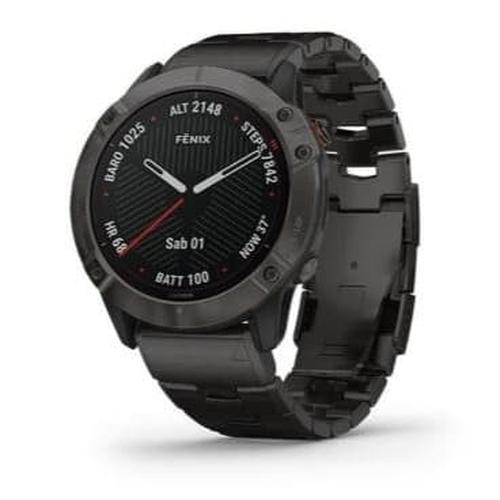 [EZO.1001161] Garmin Fenix 6x Jam Tangan GPS Solar Ori Grns 2Th Carbon Gray Titanium