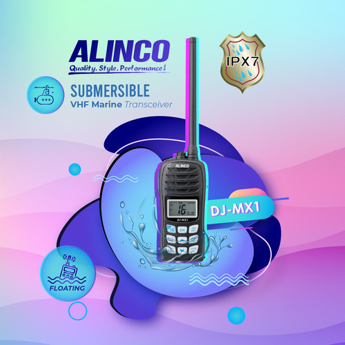 [EZO.1001207] Alinco DJ-MX1 HT Marine VHF Ori Garansi Waterproof 5W DJMX1 Kapal Laut