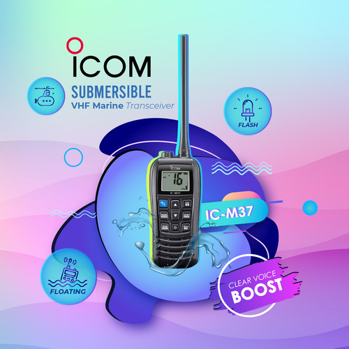 [EZO.1001221] Icom IC-M37 HT Marine 6Watt VHF Ori Garansi Waterproof Floating ICM37