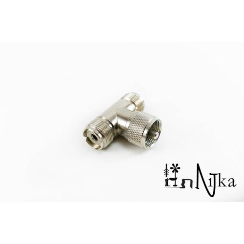 [EZO.1001710] Konektor T 2x PL Female to PL Male Connector Sambungan ke PL-259