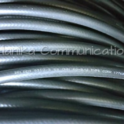[EZO.1002007] Potongan 23m Belden 9913 Baru Kabel RG-8 Tembaga Tunggal Hitam USA RG8