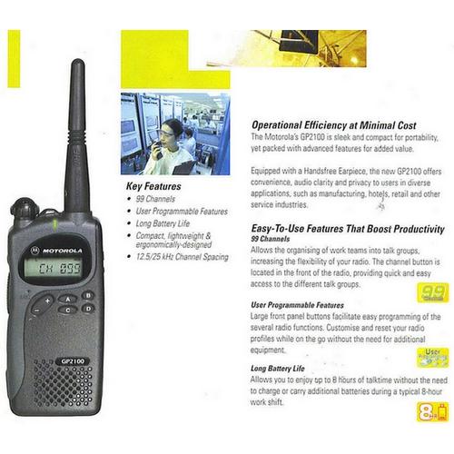 [EZO.1002180] Motorola GP2100 UHF Ori 435-480 Limited Tanpa Keypad Handie Talkie